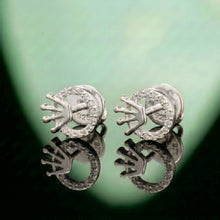 Silver Circular Crown Stud Earrings