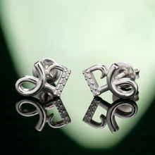 Silver Heart and Loop Stud Earrings