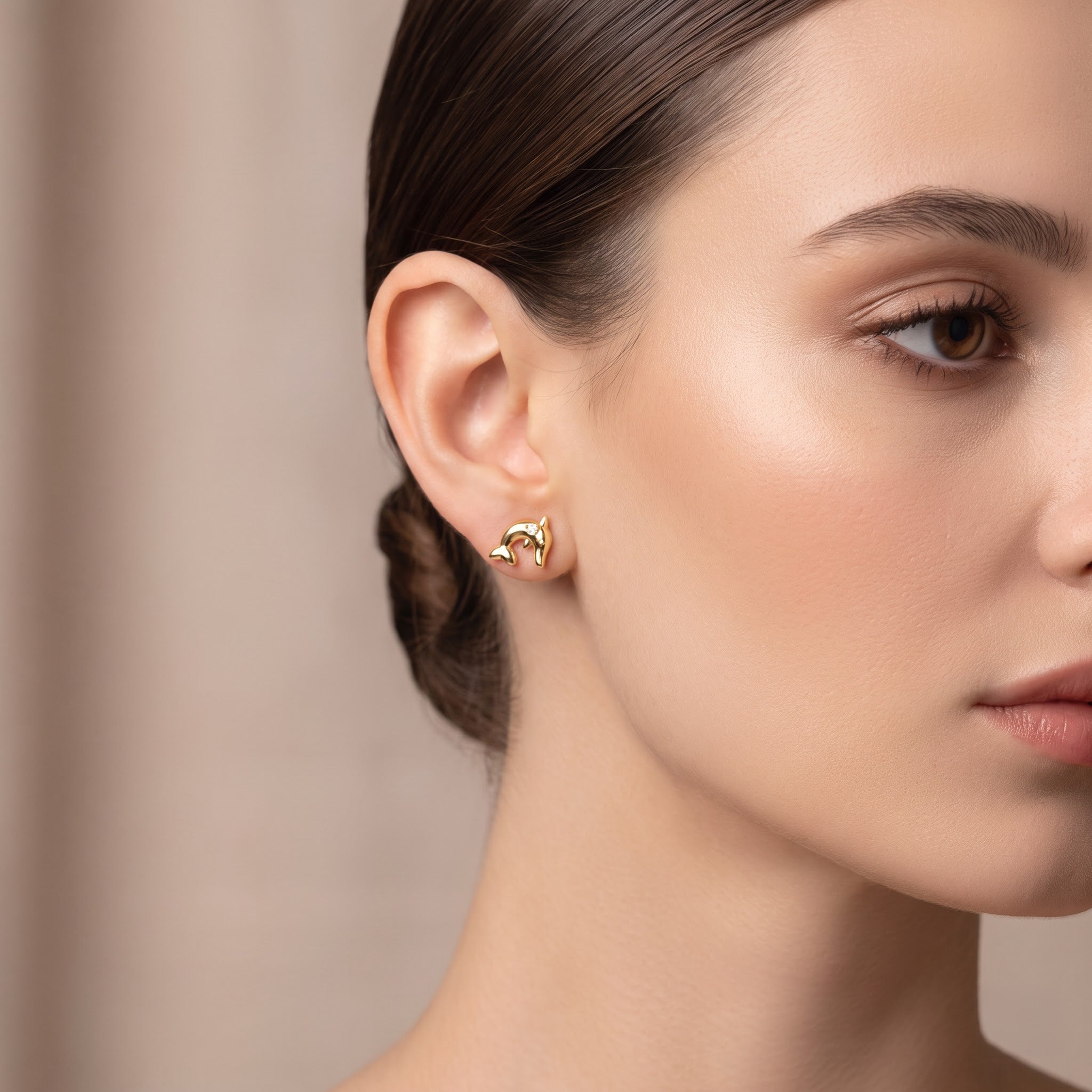 Dolphin Diamond Stud Earrings