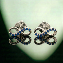 Silver Infinity Blue Stone Stud Earrings