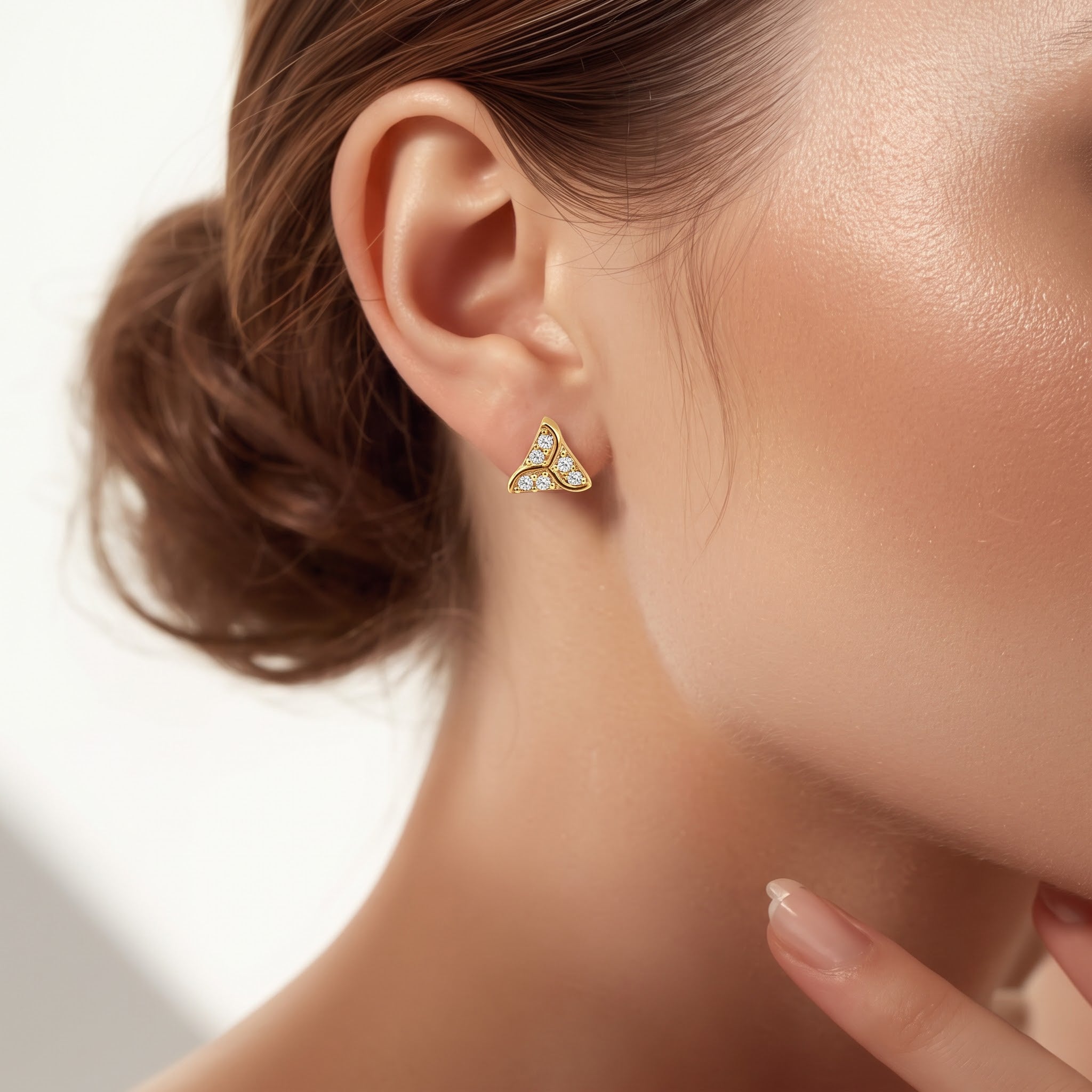 Triquetra Trinity Knot Diamond Stud Earrings