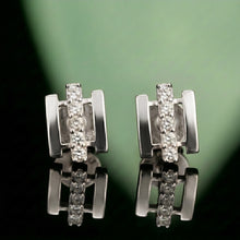Silver Geometric Bar Stud Earrings