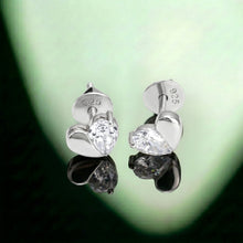 Heart-Shaped CZ Screw-Back Stud Earrings