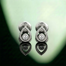 Beaded Teardrop Bezel Stud Earrings