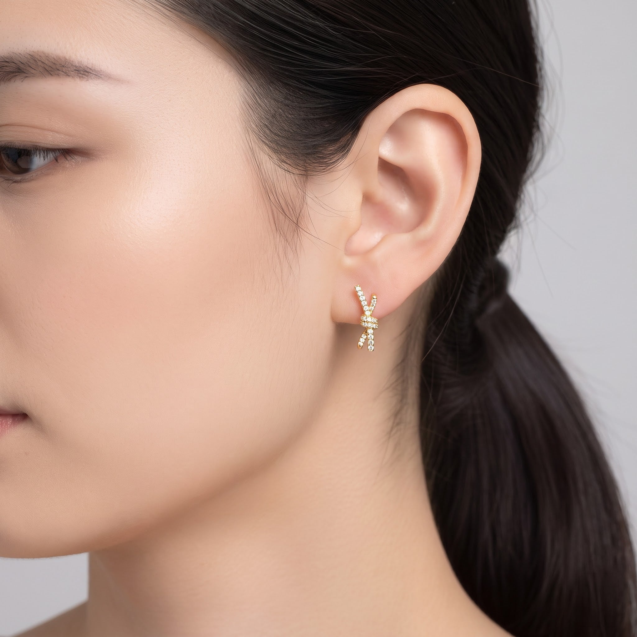 Diamond Tied Knot Stud Earrings
