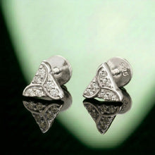 Silver Triangle White Stone Stud Earrings