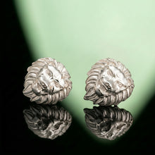 Silver Lion Head Stud Earrings