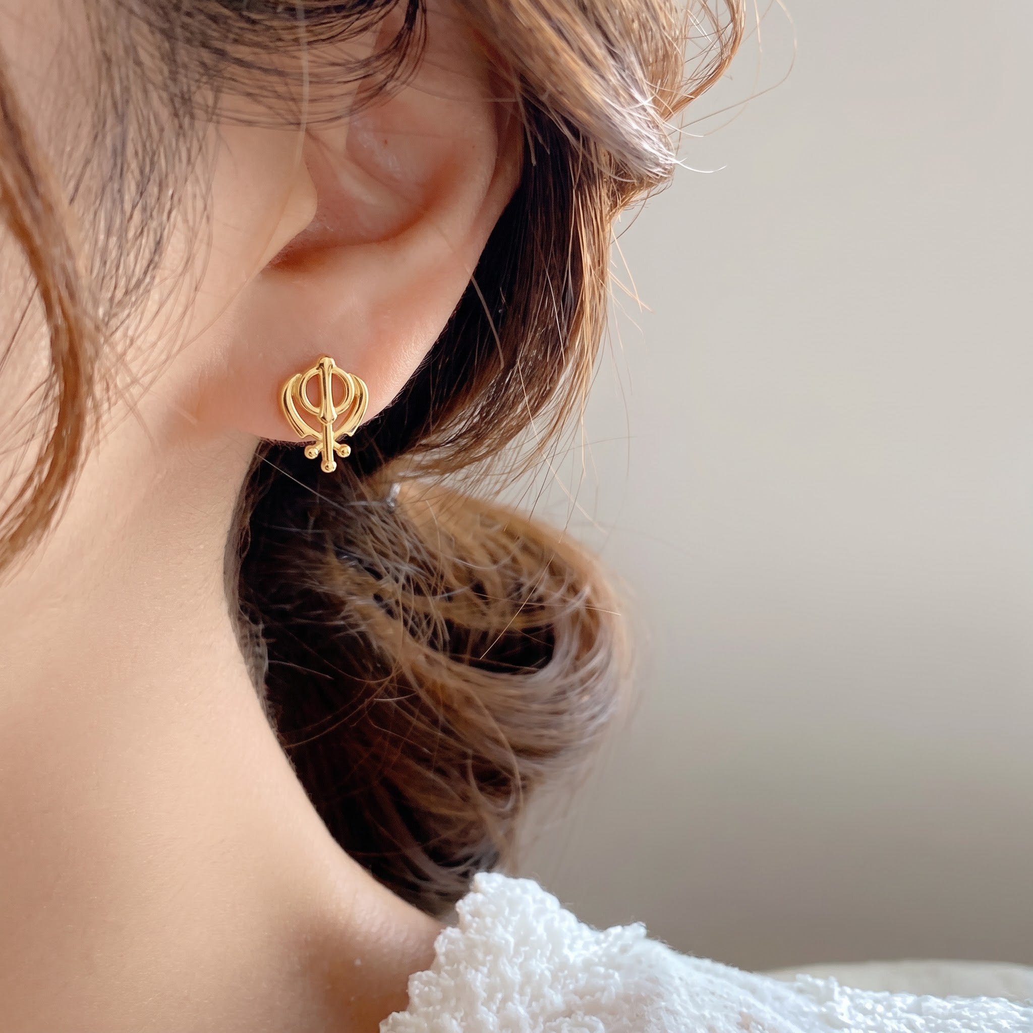 Khanda Symbol Stud Earrings