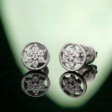 Silver Circular Flower Stud Earrings