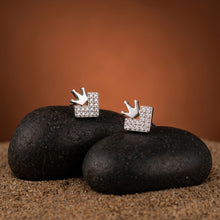 Silver Crown and L-Shape Stud Earrings