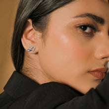Silver Heart and Loop Stud Earrings