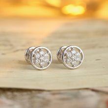 Silver Circular Flower Stud Earrings