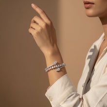 Silver Pear-Cut White Stone Kada