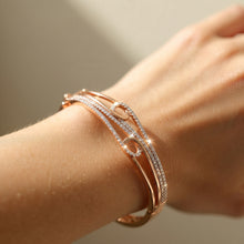 Rose Gold Intertwined Loop White Stone Kada