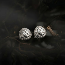 Silver Lion Head Stud Earrings