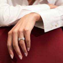 Hermes-Style Pave Diamond H Ring