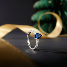 Pear Sapphire Pave Ring