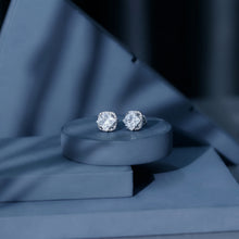 Silver Square Halo Stud Earrings