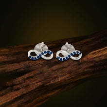 Silver Infinity Blue Stone Stud Earrings