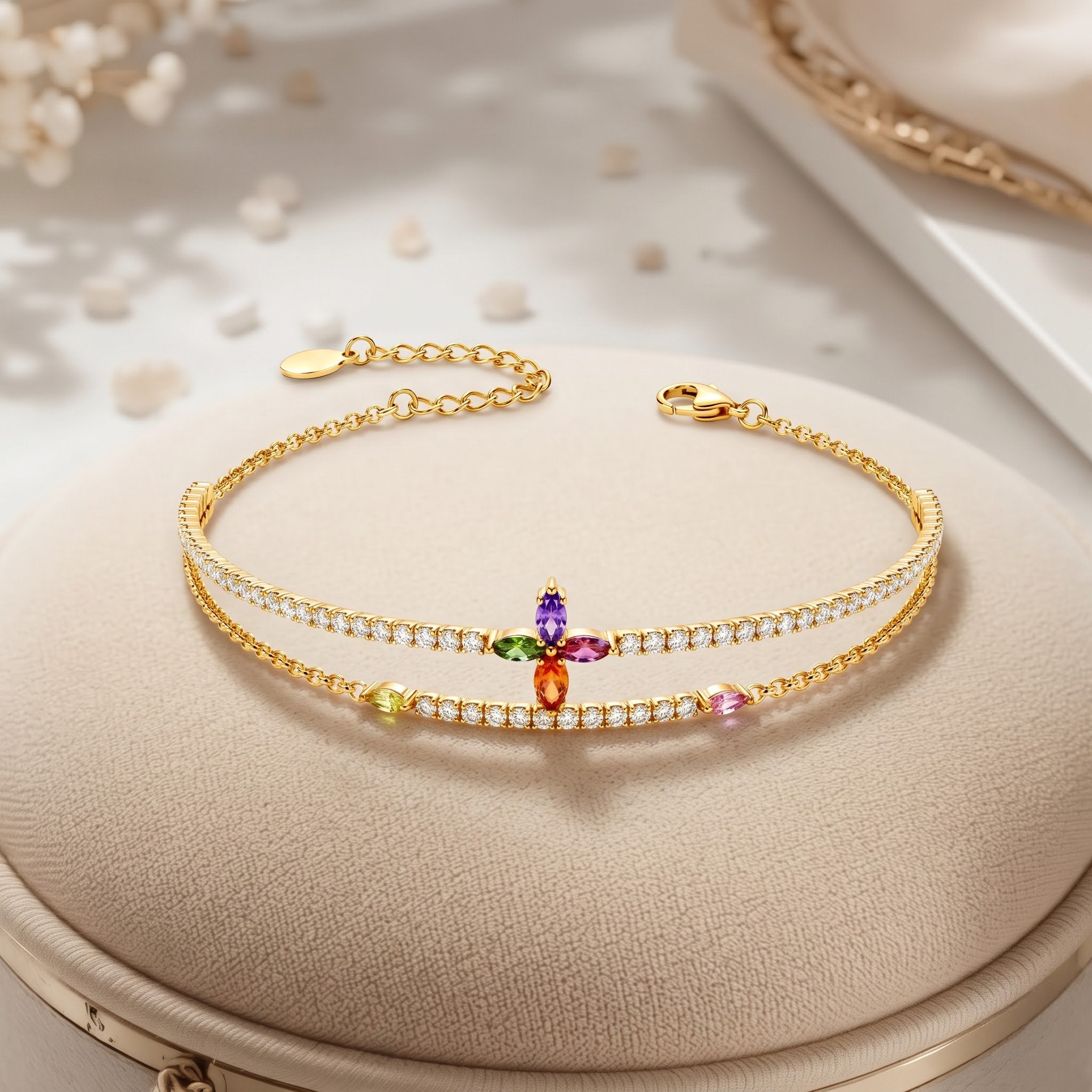 Twin Line Bloom Bracelet