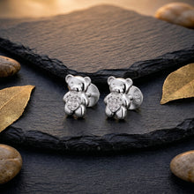 Silver Teddy Bear Stud Earrings