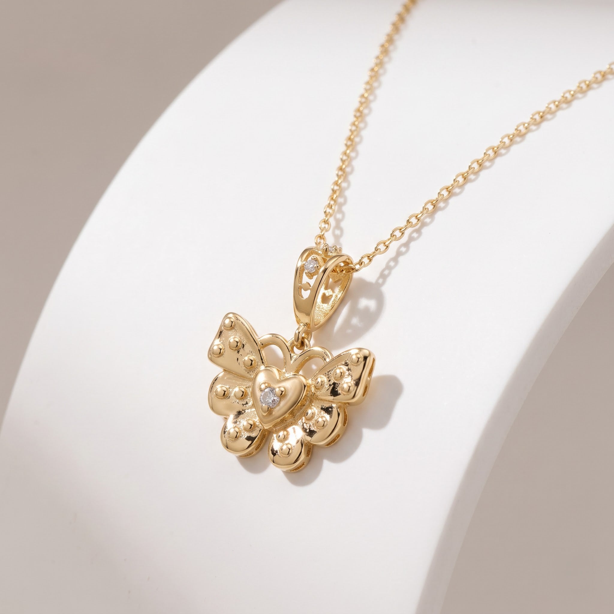 Butterfly Heart Pendant with Chain