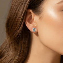 Silver Wave Blue Stone Stud Earrings
