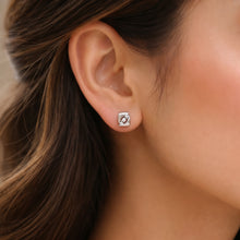 Silver Wave White Stone Stud Earrings