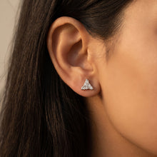 Silver Triangle White Stone Stud Earrings