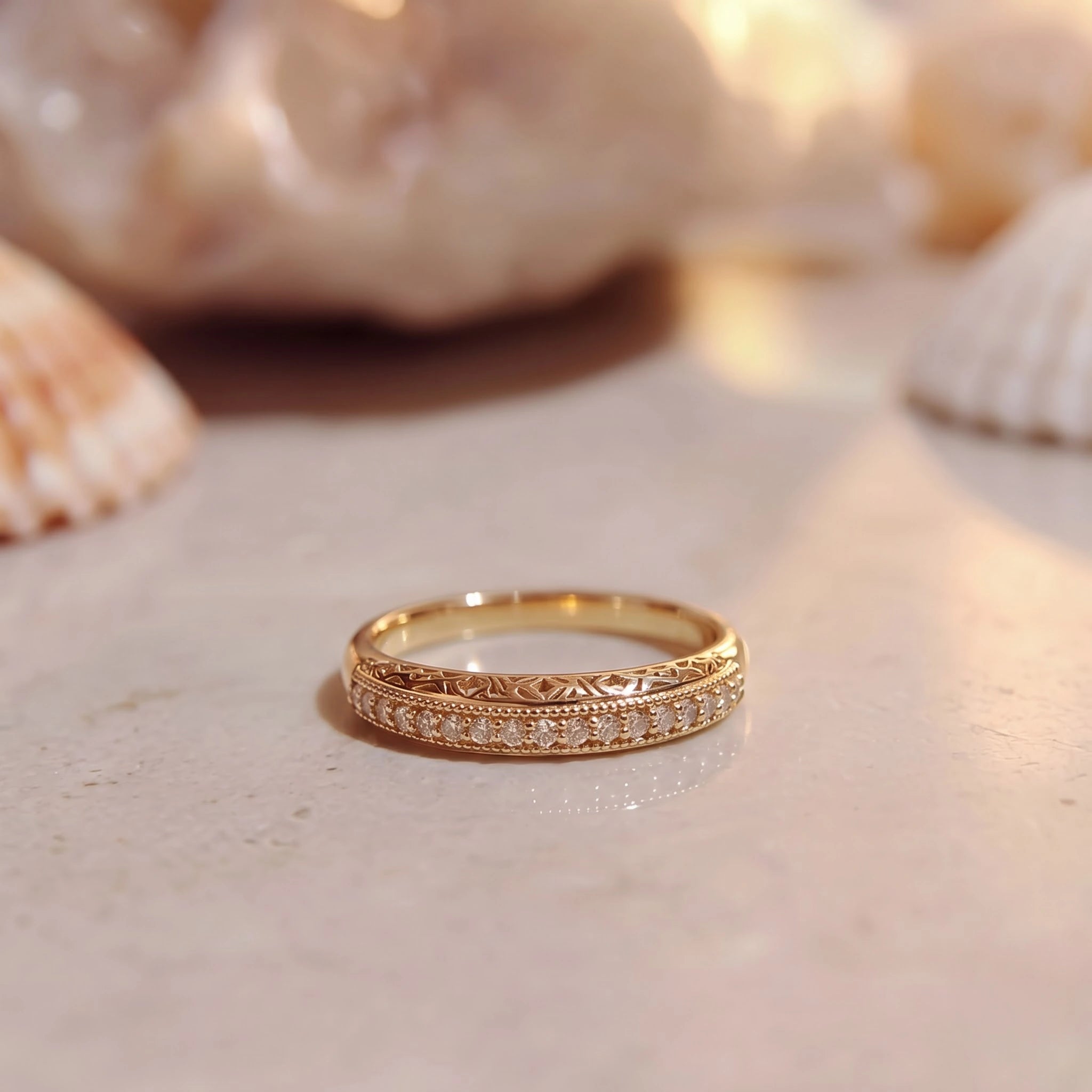 Vintage Filigree Pavé Diamond Band