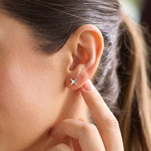 Silver X-Shaped Stud Earrings