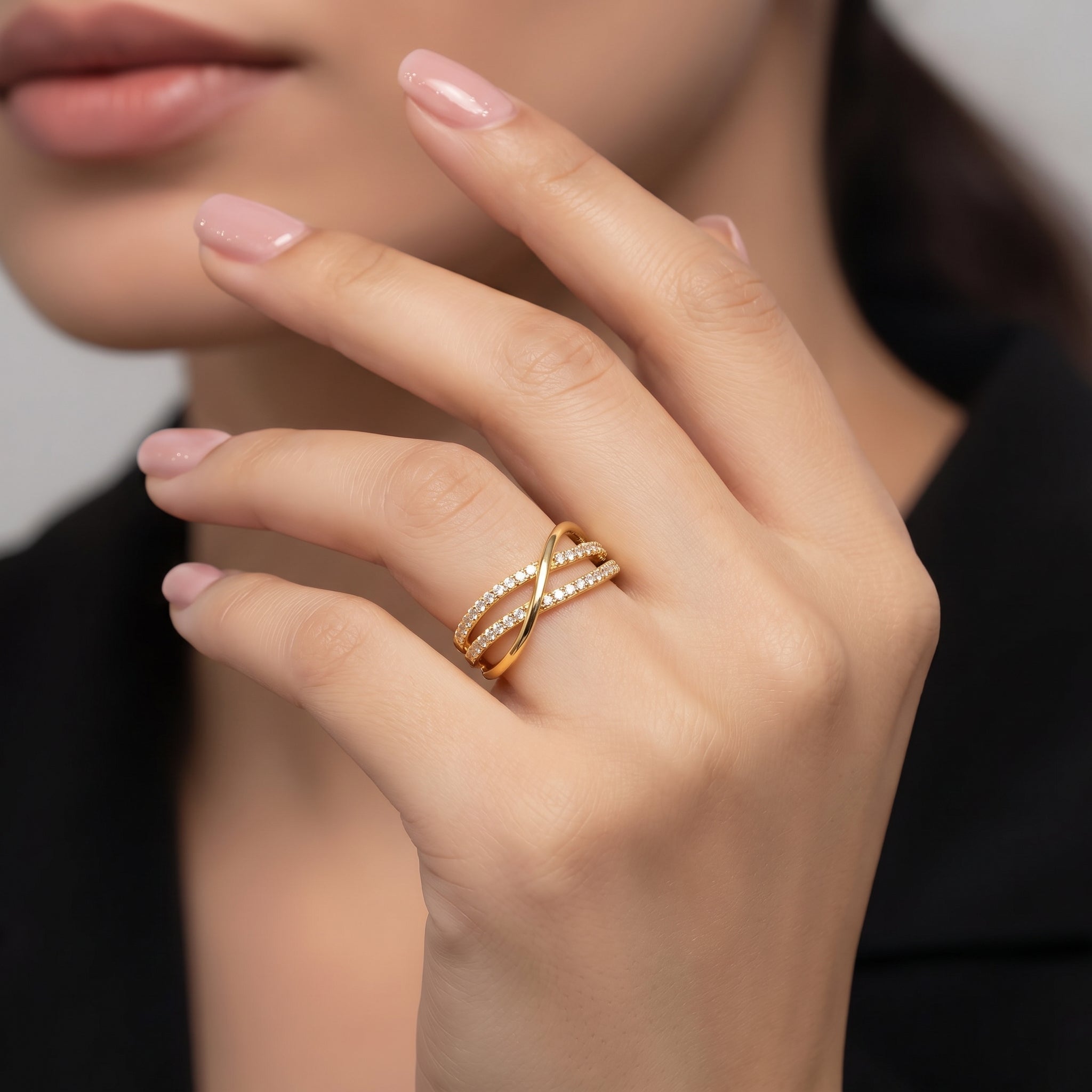 Criss-Cross Infinity Pavé Diamond Ring