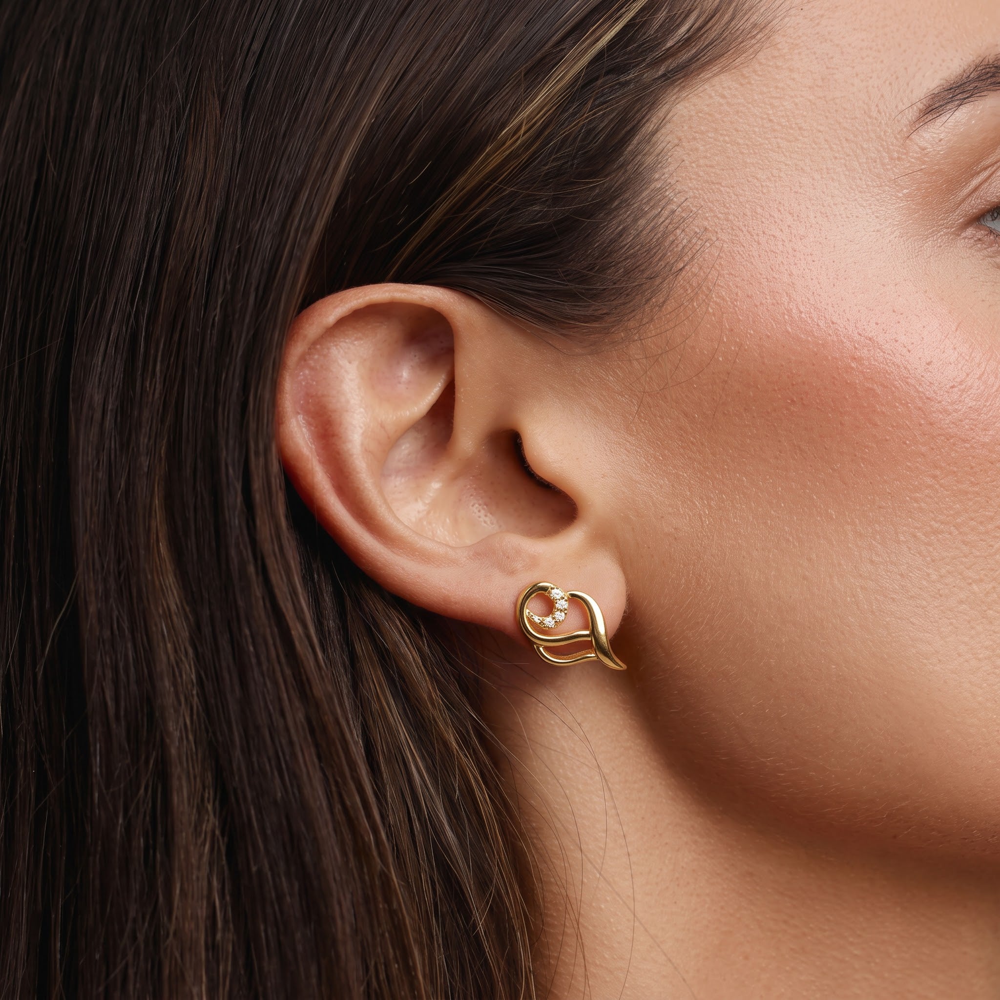 Angel Wing Swirl Stud Earrings